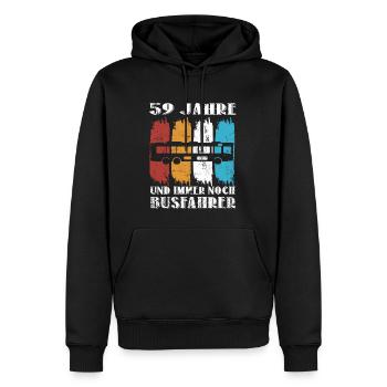 Busfahrer 59 Jahre Busfahren 59 Geburtstag Spruch - Männer Premium Bio Hoodie - Schwarz - Vorne - Nico (187cm)