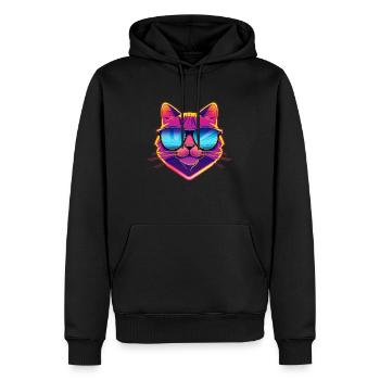 Coole Katze mit Sonnenbrille - Männer Premium Bio Hoodie - Schwarz - Vorne - Nico (187cm)
