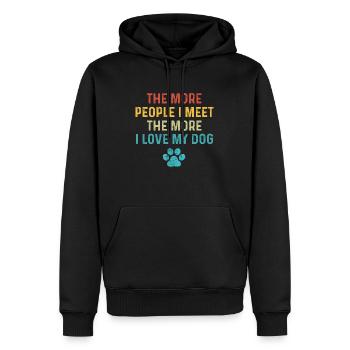 Je mehr Menschen ich treffe, desto mehr liebe ich meinen Hund - Männer Premium Bio Hoodie - Schwarz - Vorne - Nico (187cm)