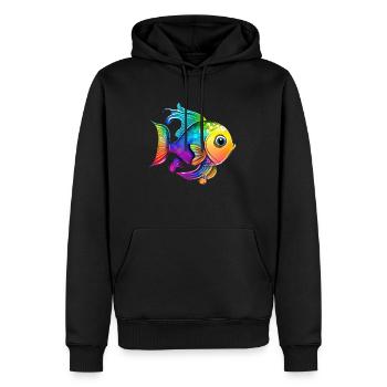 Fisch Regenbogen Zeichnung - Männer Premium Bio Hoodie - Schwarz - Vorne - Nico (187cm)