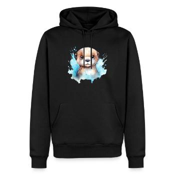 Dessin à l’aquarelle de loutre - Sweat à capuche Premium bio Homme - noir - Devant - Nico (187cm)