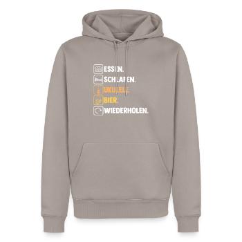 Gitarre Bier Musiker Musikinstrument Ukulele - Männer Premium Bio Hoodie - Taupe - Vorne - Nico (187cm)