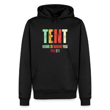 Zelt, Zuhause ist, wo du es hinstellst - Männer Premium Bio Hoodie - Schwarz - Vorne - Nico (187cm)