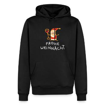 Weihnachtsmann mit Wein (b) - Männer Premium Bio Hoodie - Schwarz - Vorne - Nico (187cm)