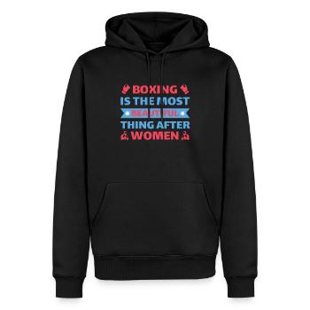 Boxing Threads 5 - Männer Premium Bio Hoodie - Schwarz - Vorne - Nico (187cm)