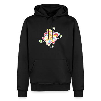 Weißer Blumendruck - Männer Premium Bio Hoodie - Schwarz - Vorne - Nico (187cm)