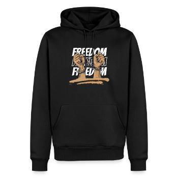 Freedom - Männer Premium Bio Hoodie - Schwarz - Vorne - Nico (187cm)
