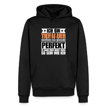 Perfekter Tiefbauer - Männer Premium Bio Hoodie - Schwarz - Vorne - Nico (187cm)