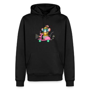 auf Roller - Männer Premium Bio Hoodie - Schwarz - Vorne - Nico (187cm)