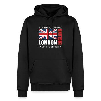 Londres - Sweat à capuche Premium bio Homme - noir - Devant - Nico (187cm)