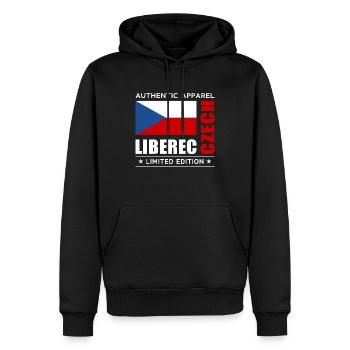 Liberec - Männer Premium Bio Hoodie - Schwarz - Vorne - Nico (187cm)