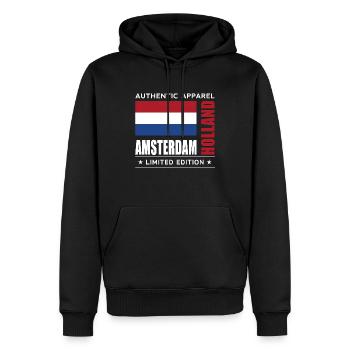 Amsterdam - Sweat à capuche Premium bio Homme - noir - Devant - Nico (187cm)