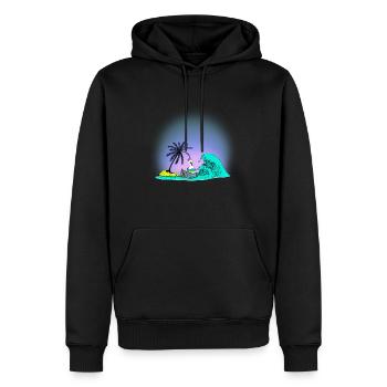 Huhn Insel Seenot Henne Reise Welle Ahoi - Männer Premium Bio Hoodie - Schwarz - Vorne - Nico (187cm)