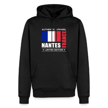 Nantes - Sweat à capuche Premium bio Homme - noir - Devant - Nico (187cm)