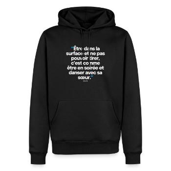 Citation célèbre footballeur - Sweat à capuche Premium bio Homme - noir - Devant - Nico (187cm)