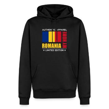 Roumanie - Sweat à capuche Premium bio Homme - noir - Devant - Nico (187cm)