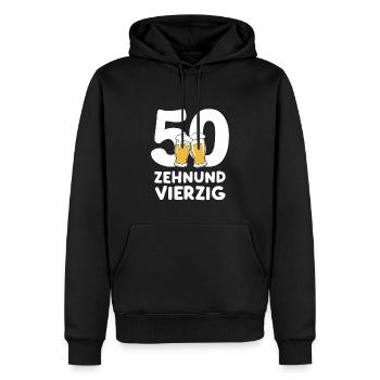Bier Humor zum 50. Geburtstag Zehnundvierzig - Männer Premium Bio Hoodie - Schwarz - Vorne - Nico (187cm)