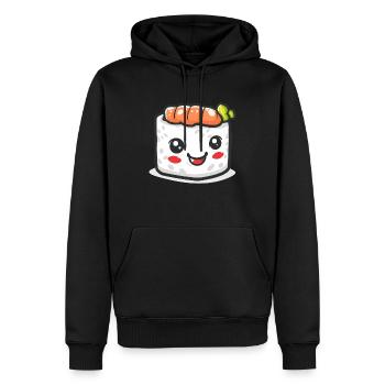 Bande dessinée de sushi sucré - Sweat à capuche Premium bio Homme - noir - Devant - Nico (187cm)