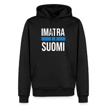 Imatra Suomi - Men’s Premium Organic Hoodie - black - Front - Nico (187cm)