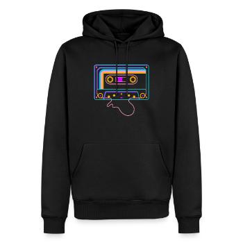 Retro Tape 80s 90s Cassette - Men’s Premium Organic Hoodie - black - Front - Nico (187cm)