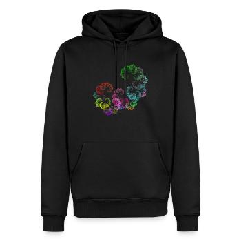 Psychedelische Randblüten - Männer Premium Bio Hoodie - Schwarz - Vorne - Nico (187cm)