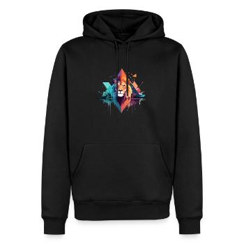 Lion, Faune, Animal, Nature, En plein air, Aquarelle - Sweat à capuche Premium bio Homme - noir - Devant - Nico (187cm)