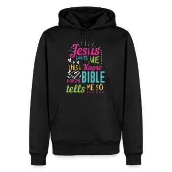 Jésus Design Oui Jésus m’aime Idée cadeau d’anniversaire - Sweat à capuche Premium bio Homme - noir - Devant - Nico (187cm)
