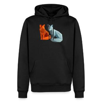 Füchse - Männer Premium Bio Hoodie - Schwarz - Vorne - Nico (187cm)