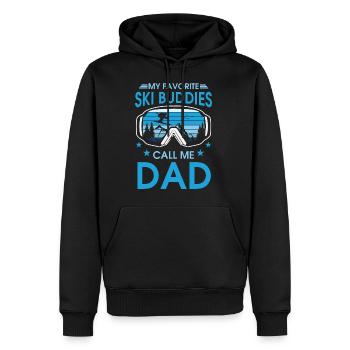 Drôle de sports d’hiver Mon appel préféré des copains de ski - Sweat à capuche Premium bio Homme - noir - Devant - Nico (187cm)