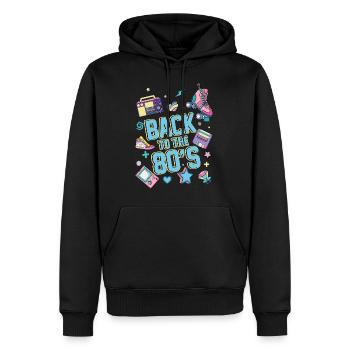 Retour aux années 80's Gift Music Fête des années 80 - Sweat à capuche Premium bio Homme - noir - Devant - Nico (187cm)