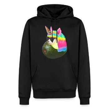 Glückliche Einhorn Avocado - Männer Premium Bio Hoodie - Schwarz - Vorne - Nico (187cm)