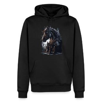 Cheval d’échecs chevalier - Sweat à capuche Premium bio Homme - noir - Devant - Nico (187cm)
