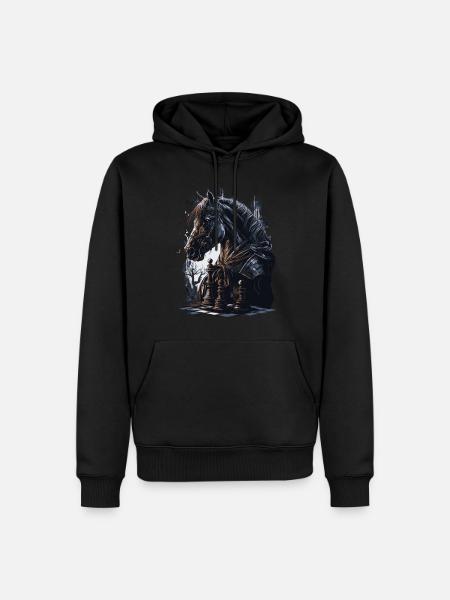 Springer Schach Pferd - Männer Premium Bio Hoodie - Schwarz