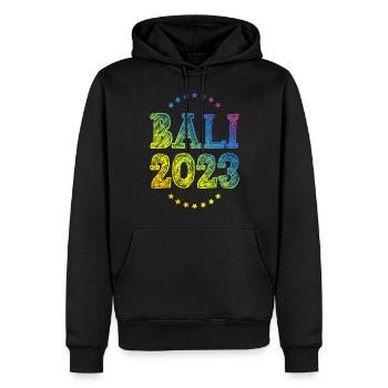 Bali 2023 - Sweat à capuche Premium bio Homme - noir - Devant - Nico (187cm)