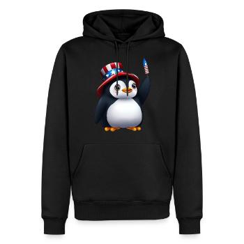 Patriotischer Pinguin für den 4. Juli - Männer Premium Bio Hoodie - Schwarz - Vorne - Nico (187cm)