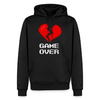 Relations Single Pixel Pixel Cœur brisé pixélisé - Sweat à capuche Premium bio Homme - noir - Devant - Nico (187cm)