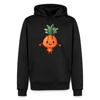 Kawaii Carrot Meets Alien: Space Vegetable - Men’s Premium Organic Hoodie - black - Front - Nico (187cm)