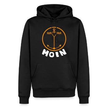 Moin Geschenkidee Begrüßung - Männer Premium Bio Hoodie - Schwarz - Vorne - Nico (187cm)