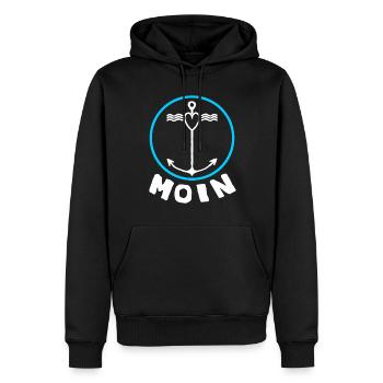 Moin Begrüßung - Männer Premium Bio Hoodie - Schwarz - Vorne - Nico (187cm)