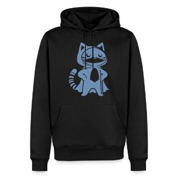 Superhelden Katze Silhouette Umhang Minimalistisch - Männer Premium Bio Hoodie - Schwarz - Vorne - Nico (187cm)