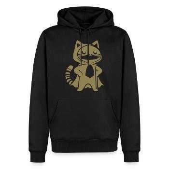 Superhelden Katze Silhouette Umhang Minimalistisch - Männer Premium Bio Hoodie - Schwarz - Vorne - Nico (187cm)