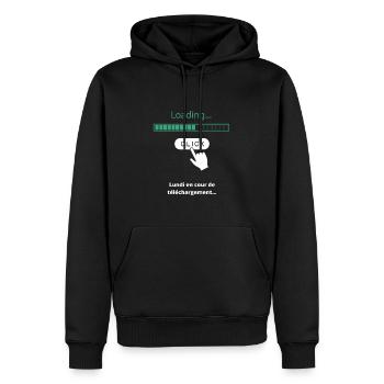 Lundi en cour de téléchargement - Sweat à capuche Premium bio Homme - noir - Devant - Nico (187cm)