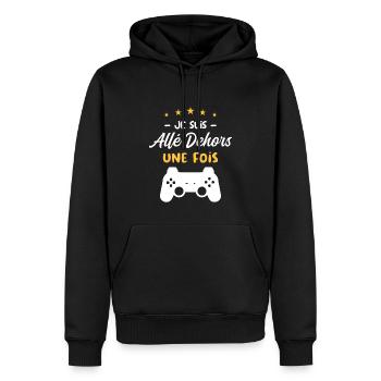 Je Suis Allé Dehors Une Fois - Sweat à capuche Premium bio Homme - noir - Devant - Nico (187cm)
