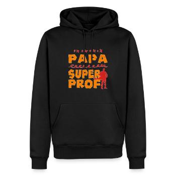 Papa Super Prof - Sweat à capuche Premium bio Homme - noir - Devant - Nico (187cm)