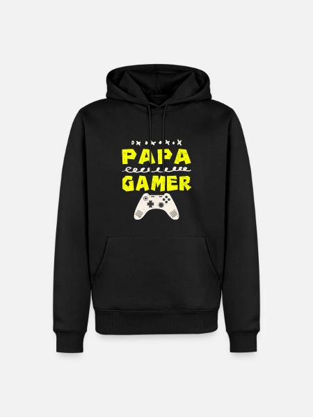 un papa gamer - Sweat à capuche Premium bio Homme - noir