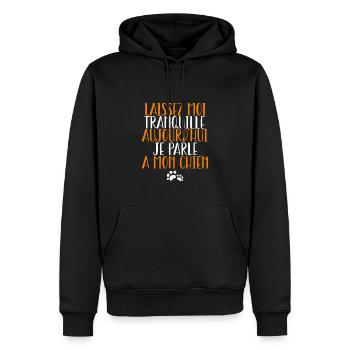 aujourd’hui je parle a mon chien - Sweat à capuche Premium bio Homme - noir - Devant - Nico (187cm)