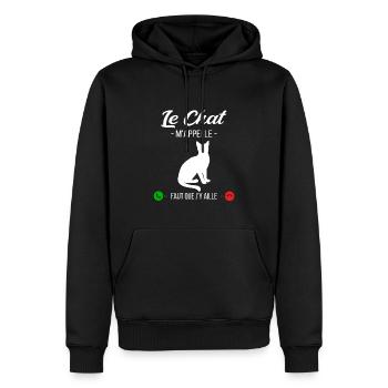 Le Chat M'appelle Faut Que J'y Aille - Sweat à capuche Premium bio Homme - noir - Devant - Nico (187cm)