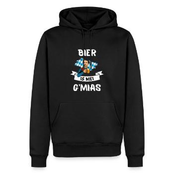 BAYERISCHES BIER T-SHIRT GESCHENKIDEE SAUFEN - Männer Premium Bio Hoodie - Schwarz - Vorne - Nico (187cm)