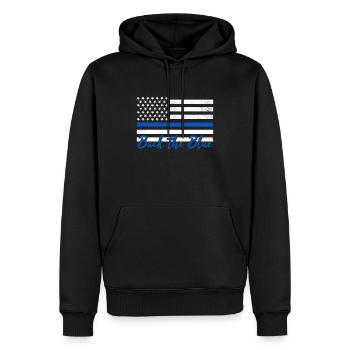 Back The Blue Police - Men’s Premium Organic Hoodie - black - Front - Nico (187cm)