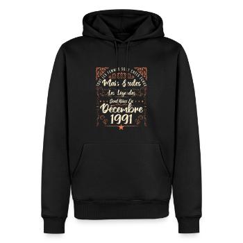 Légendes Sont Nées En Décembre 1991 édition limité - Sweat à capuche Premium bio Homme - noir - Devant - Nico (187cm)